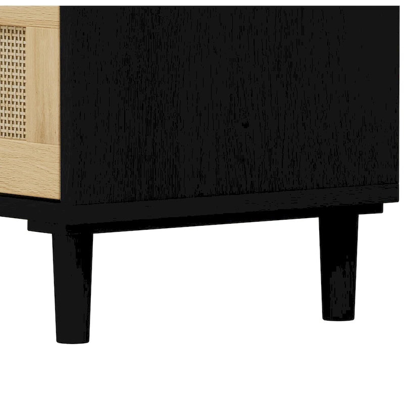 Mobile contenitore in rattan con tre cassetti in rattan