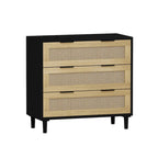 Mobile contenitore in rattan con tre cassetti in rattan