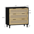 Mobile contenitore in rattan con tre cassetti in rattan
