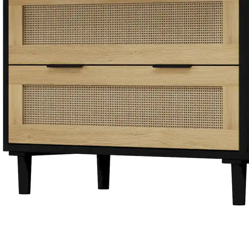 Mobile contenitore in rattan con tre cassetti in rattan