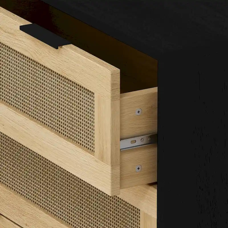 Mobile contenitore in rattan con tre cassetti in rattan