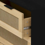 Mobile contenitore in rattan con tre cassetti in rattan